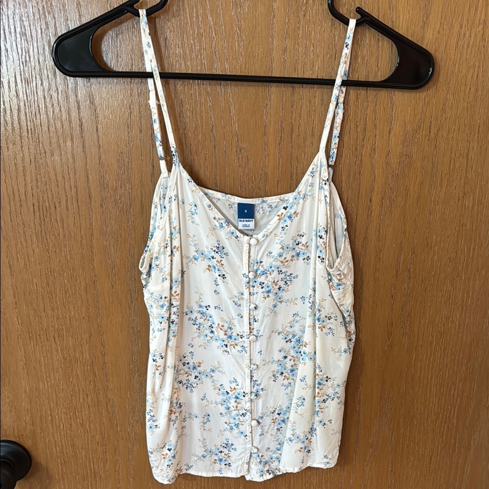 Old Navy Cream Ruched Buttoned Camisole